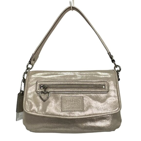 Auth COACH Poppy F20453 Beige Chemical Fiber - Handbag